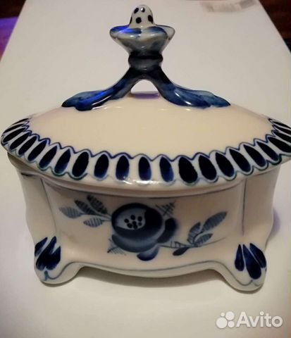 Шкатулка. Сахарница. Гжель. Винтаж. 70-80 годы