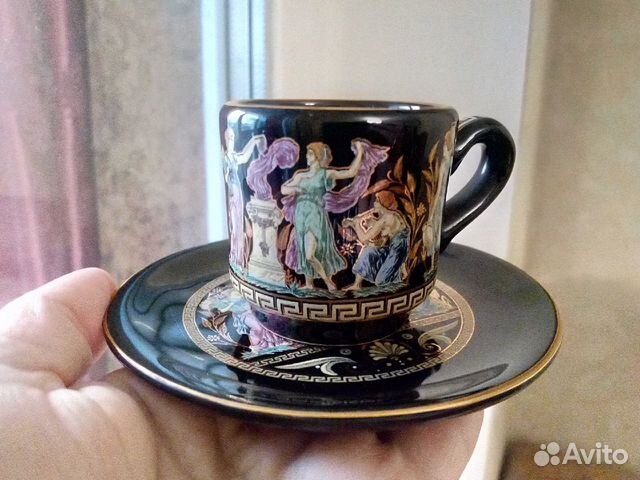 Кофейный сервиз «Греция» с позолотой, 6 персон