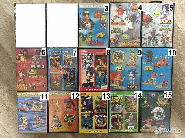 Картриджи Sega много-вки в боксах из 90-х (24 шт.)