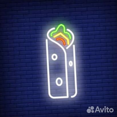 Неоновая вывеска шаверма из гибкого неона
