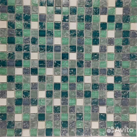 Мозаика стеклянная камень зеленый микс GS095B