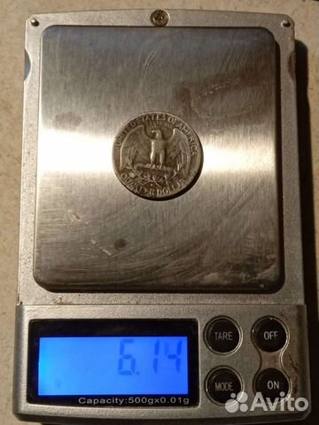 Серебряная монета quarter (25центов). Америка