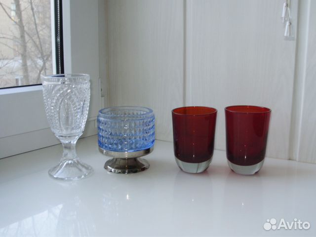 Рюмки стекло, хрусталь, стаканы красное стекло — фотография №1