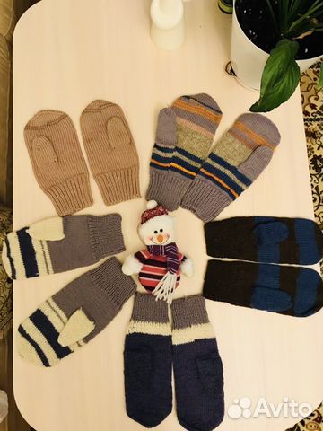 Варежки зимние, натуральная шерсть, handmade