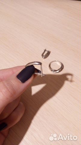 Серебряный набор кольцо и серьги с фианитами