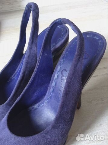 Синие замшевые туфли 