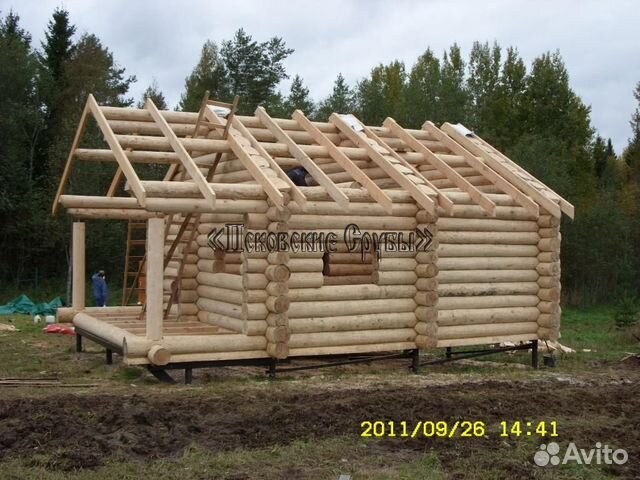 Сруб бани 6х4. Вынос 2х4м. Рубка в Сруб бани 6х4. Вынос 2х4м. Рубка в