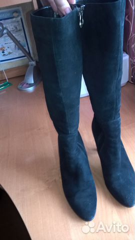 Сапоги замшевые на узкую ножку