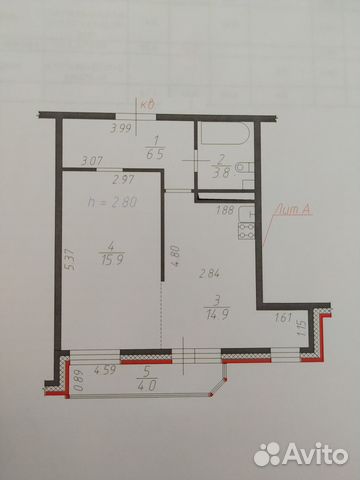 1-к квартира, 42 м², 8/12 эт.