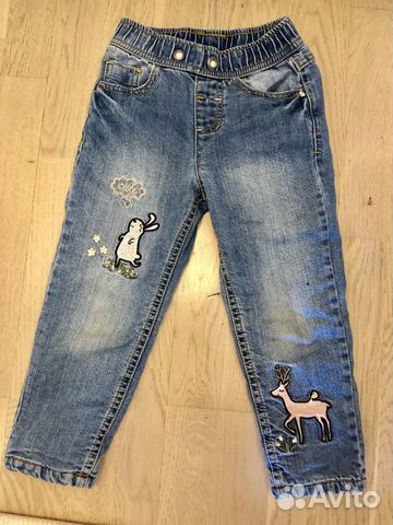 Утеплённые джинсы Mothercare с вышивкой 98-104 см