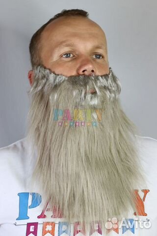 Борода с усами седая длинная густая