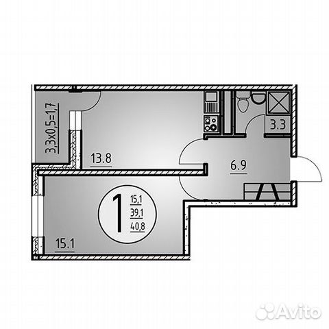 1-к квартира, 40.8 м², 7/25 эт.