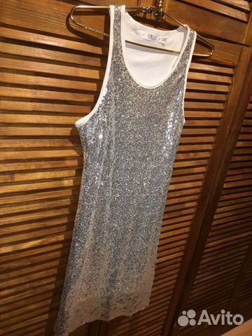 Платье с пайетками серебристое Платье с пайетками серебристое