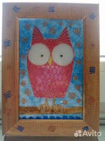 Картина на стекле Сова. ручная работа. в единствен