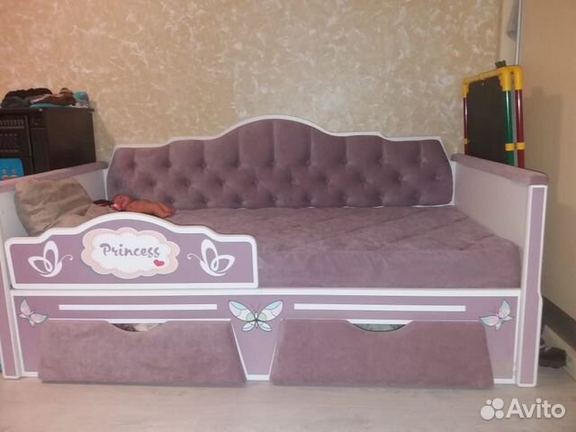 Новая детская кровать с матрасом и ящиками