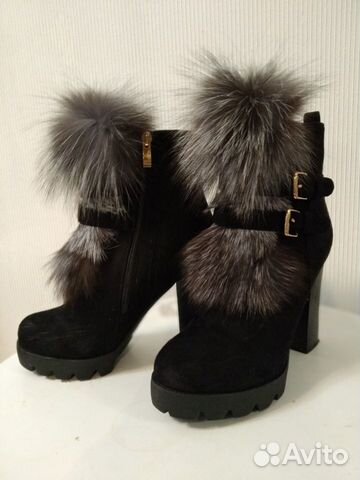 Ботинки женские зимние, с мехом внутри и снаружи