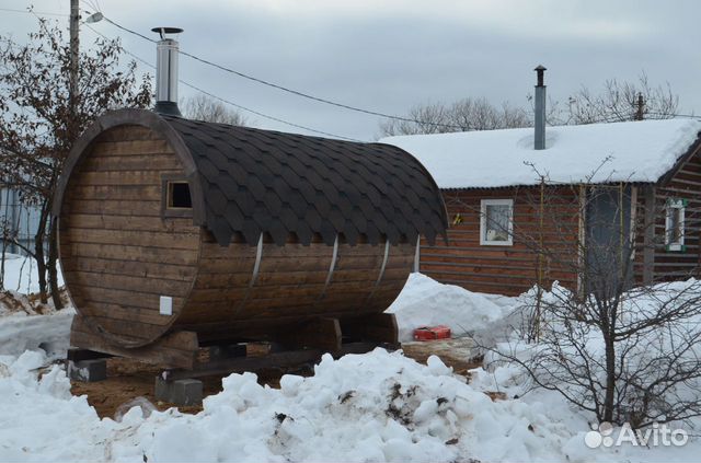 Баня бочка с козырьком под ключ