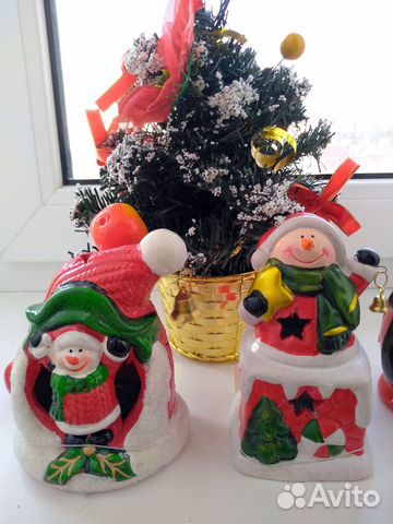 Новогодний дед мороз, снеговик сувенир светильник