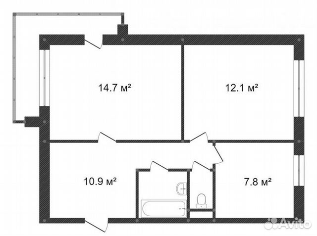 2-к квартира, 50 м², 13/14 эт. 2-к квартира, 50 м², 13/14 эт.