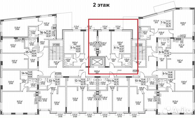 1-к квартира, 42.9 м², 2/5 эт.