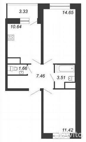 2-к квартира, 51 м², 10/17 эт.