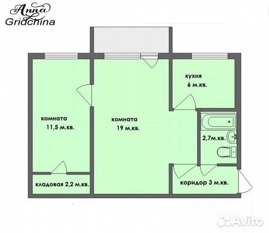 2-к квартира, 45 м², 2/5 эт. 2-к квартира, 45 м², 2/5 эт.