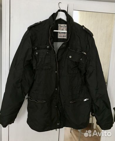 Куртка осенняя тканевая чёрная Zara Man, р-р L