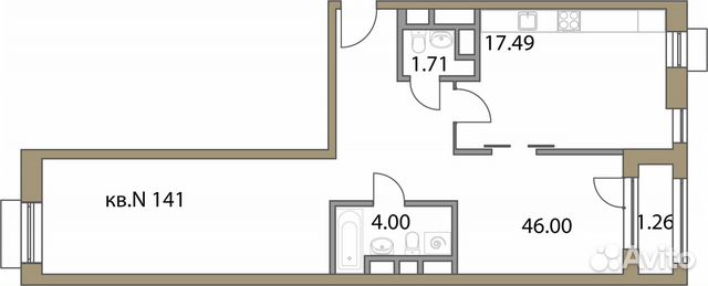 2-к квартира, 70.5 м², 4/20 эт.