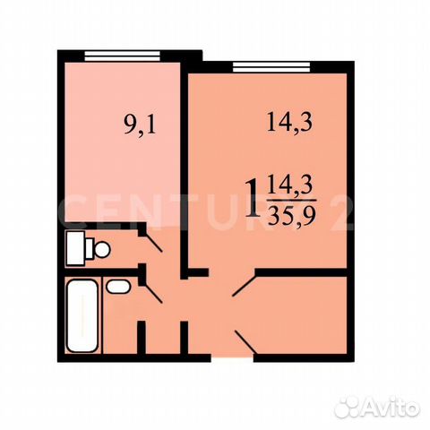 1-к квартира, 35.5 м², 1/16 эт. 1-к квартира, 35.5 м², 1/16 эт.