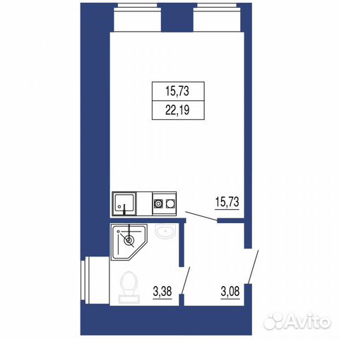 Студия, 22.2 м², 3/6 эт. Студия, 22.2 м², 3/6 эт.