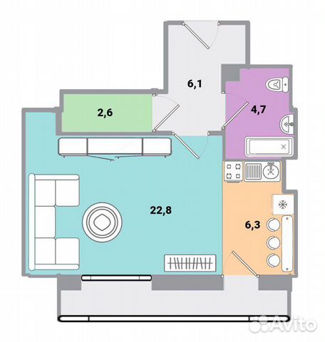 1-к квартира, 42.5 м², 11/17 эт. 1-к квартира, 42.5 м², 11/17 эт.