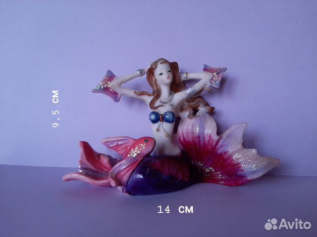 Статуэтка русалка, рыбки, дельфины