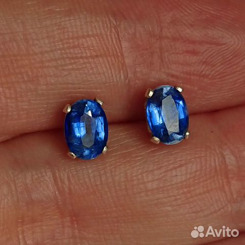 Серьги кианит натуральный, серебро 925