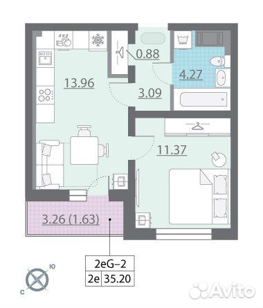 1-к квартира, 35.2 м², 10/18 эт.