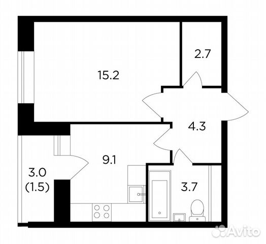 1-к квартира, 36.5 м², 2/16 эт.