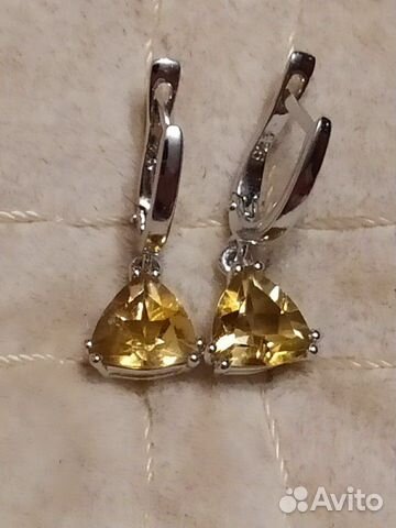 Серебряные серьги с цитринами Серебряные серьги с цитринами