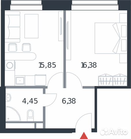 1-к квартира, 43.1 м², 11/21 эт.