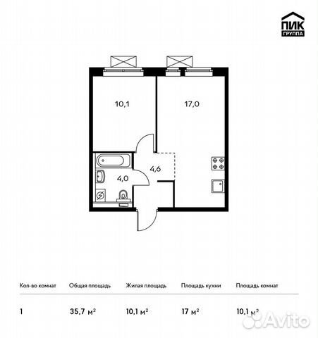 1-к квартира, 35.7 м², 14/25 эт. 1-к квартира, 35.7 м², 14/25 эт.