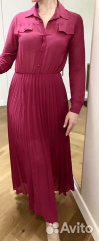 Платье c юбкой плиссе, цвет фуксии (Италия), р.S-М