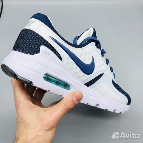 Nike Air Max Zero белые синие с синим значком