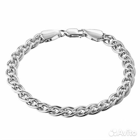 Серебряный мужской браслет, плетение Двойной ромб Серебряный мужской браслет, плетение Двойной ромб