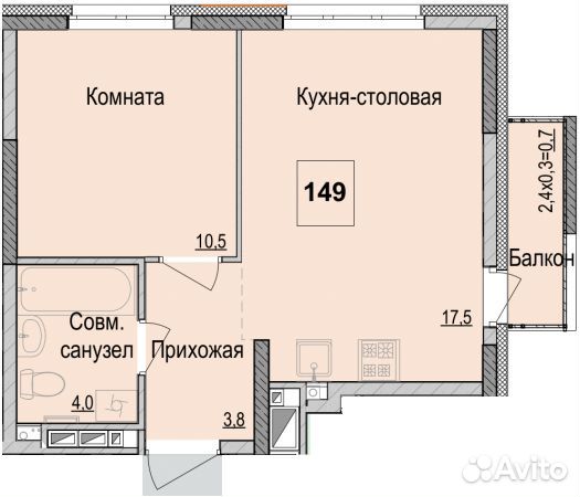 1-к квартира, 35.8 м², 14/15 эт. 1-к квартира, 35.8 м², 14/15 эт.