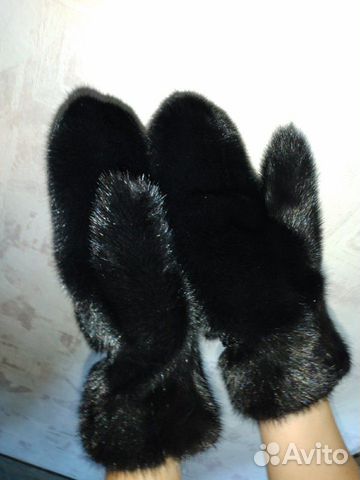 Новые варежки, чёрные/коричневые/белые