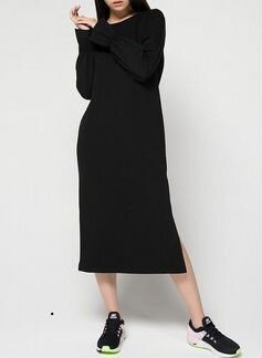 Платье длинное черное хлопок толстовка футболка