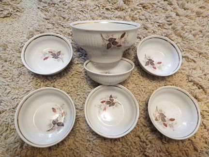 Салатник и 6 розеток СССР