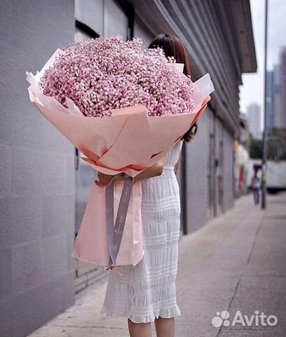 Букет гигант из гипсофилы, цветная гипсофила