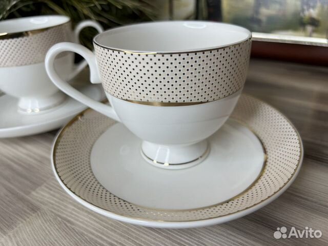 Чайные чашки набор «Винтаж» Костяной фарфор