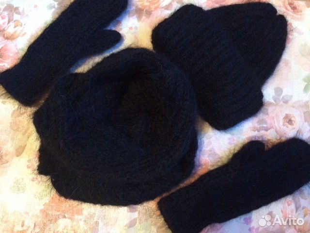 Комплект мохеровый шапка, снуд, варежки