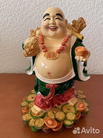 Статуэтка бог Хотей с чашей богатства и жезлом Жуи