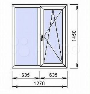 Пластиковое окно 1270*1450мм